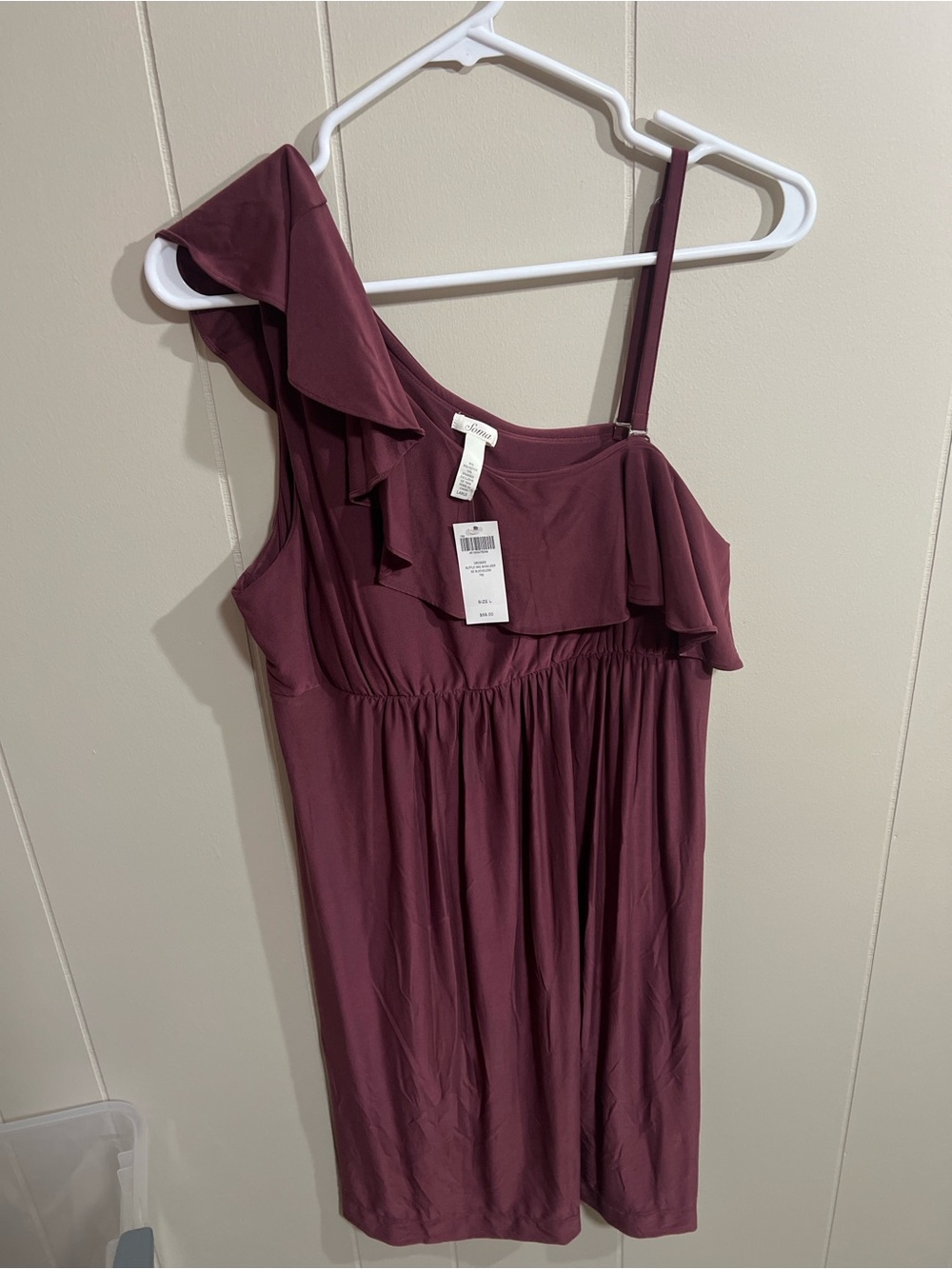 Soma One-Shoulder Ruffle Dress in Dusty Plum